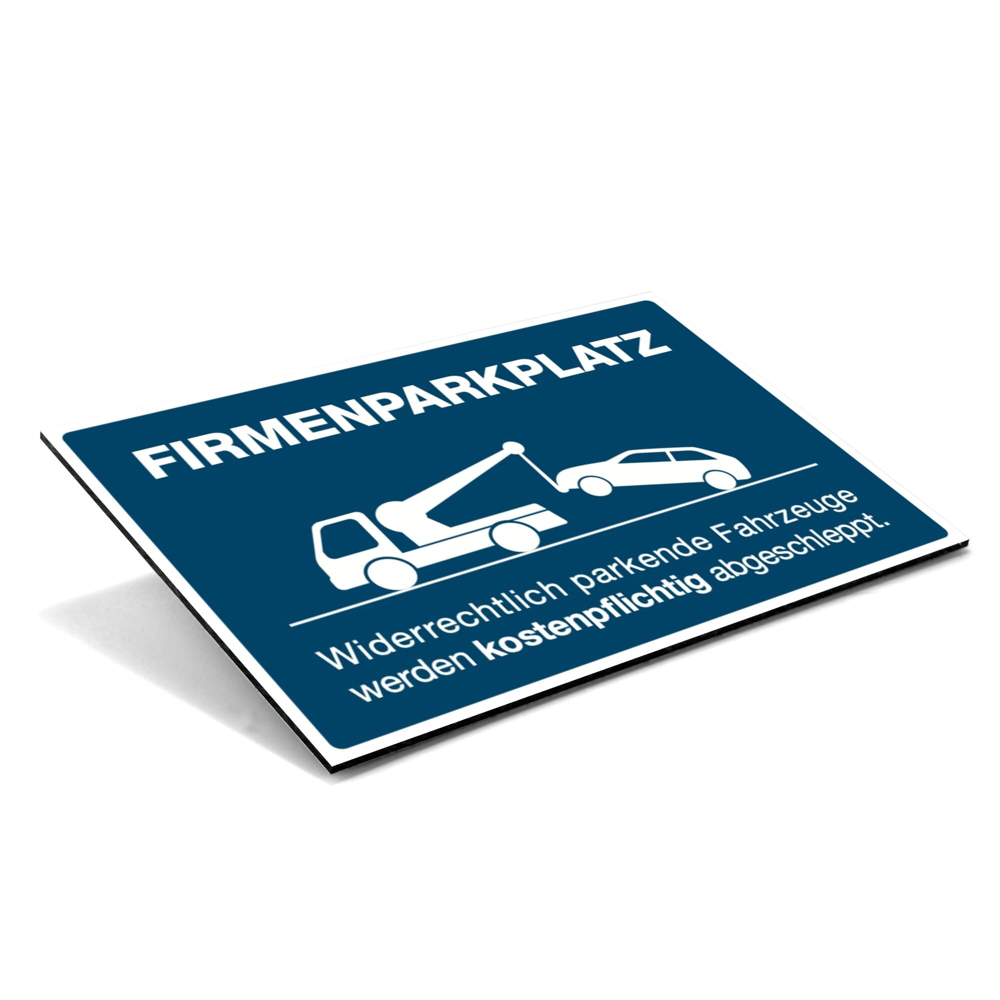 Alu-Verbundschild Firmenparkplatz in Blau, 200x300x4 mm, mit klarer Beschriftung für Parkplatzkennzeichnung