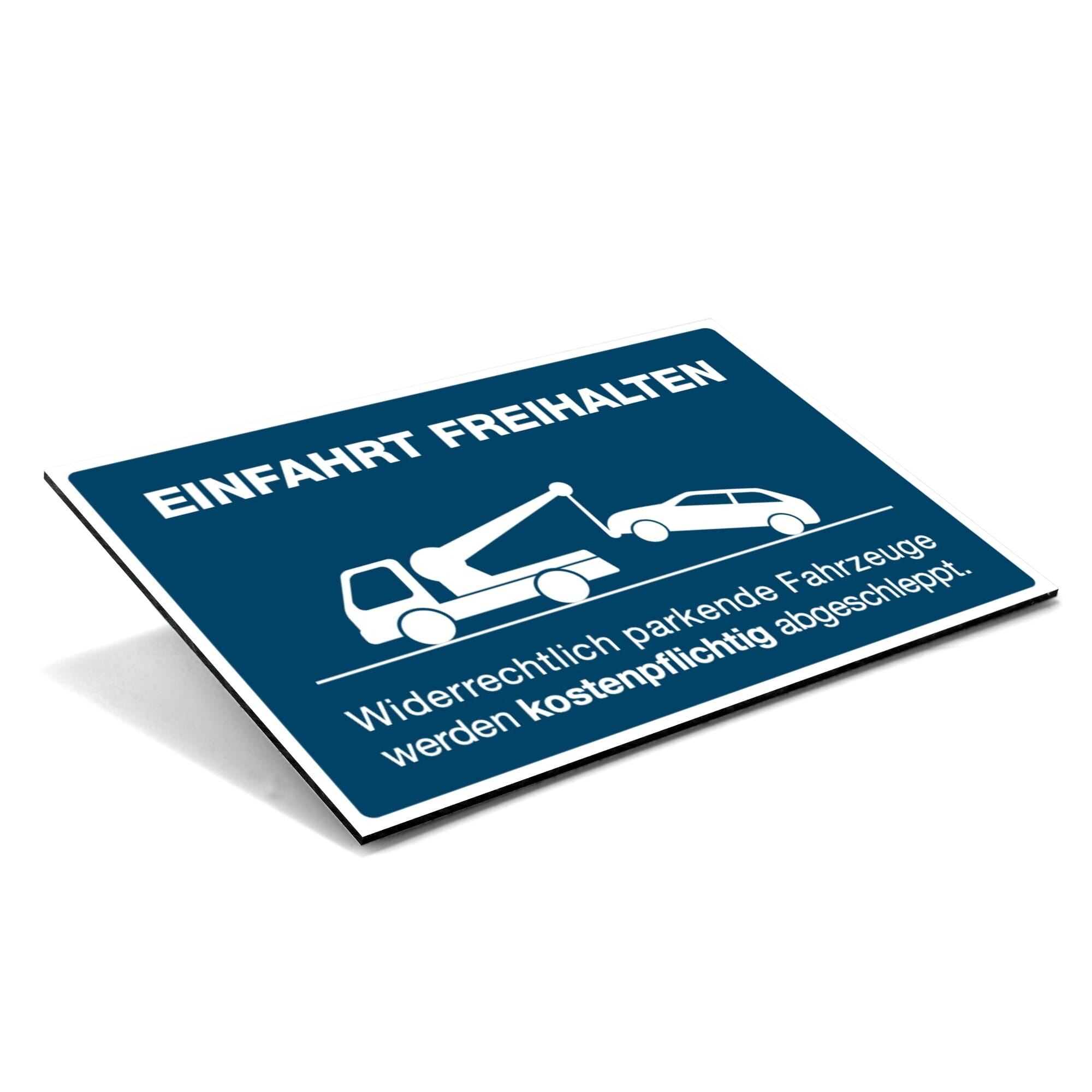 Blauer Aluminium-Verbundschild "Einfahrt freihalten!" mit 300x200x4 mm Größe, aufkleberdrucker.de, deutlich sichtbar.