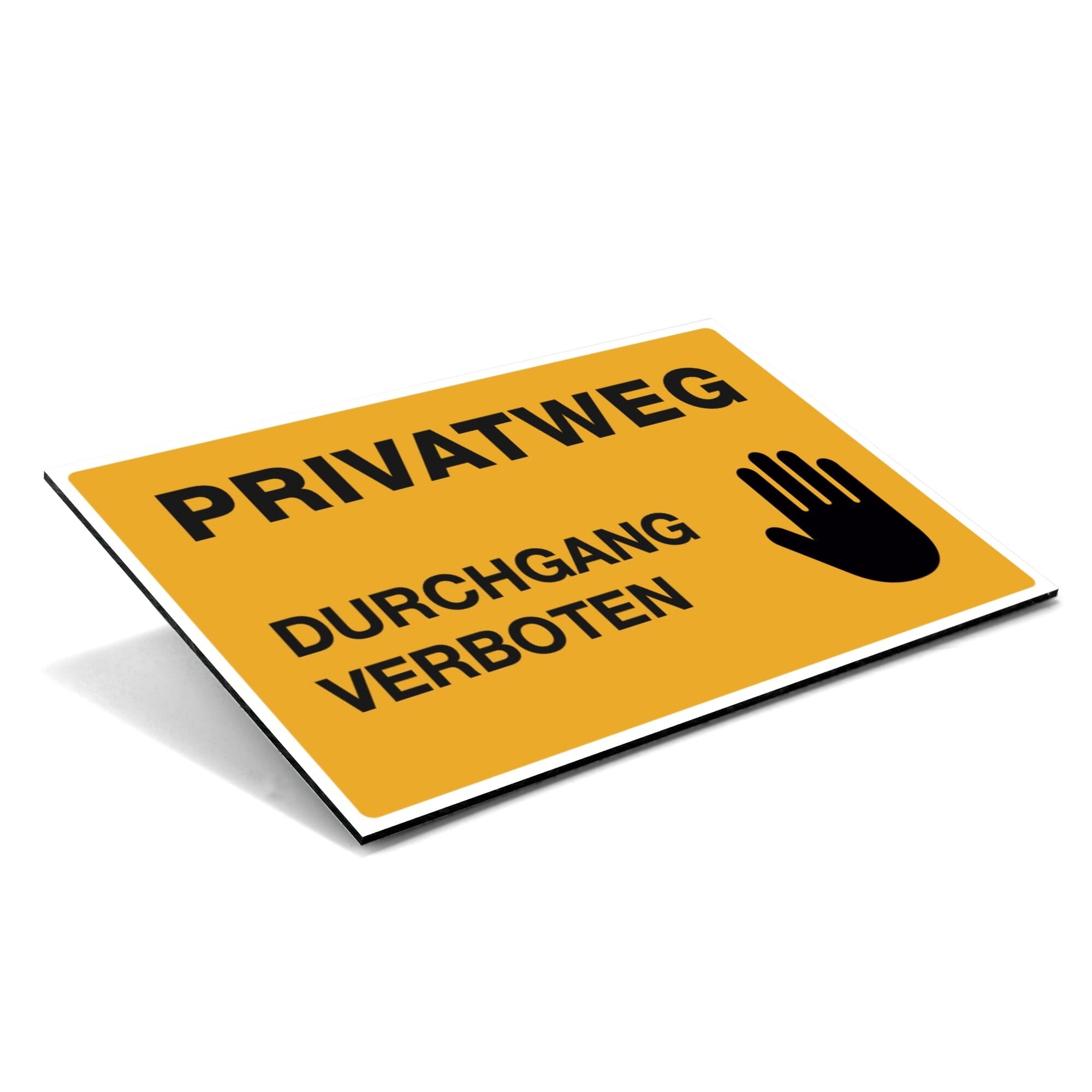 Gelber Aluminium-Schild "Privatweg" mit Durchgangsverbot, 300x200 mm, wetterfest, für Privatgrundstücke.