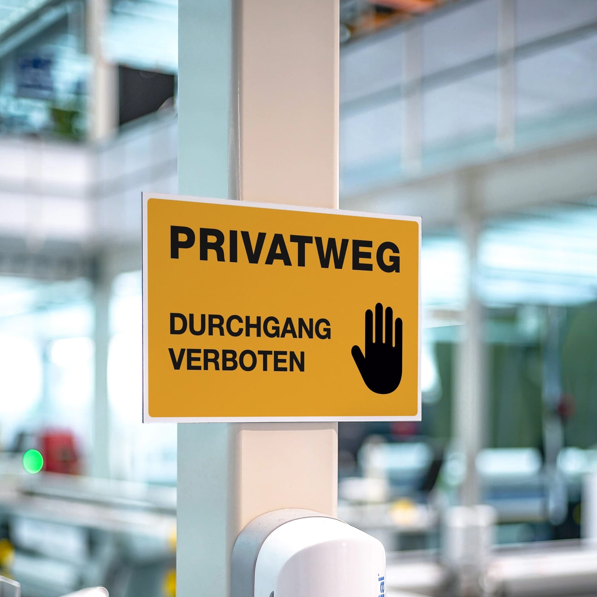 Gelbes Alu-Verbundschild "Privatweg - Durchgang Verboten" 300x200 mm, wetterfest, mit schwarzer Aufschrift