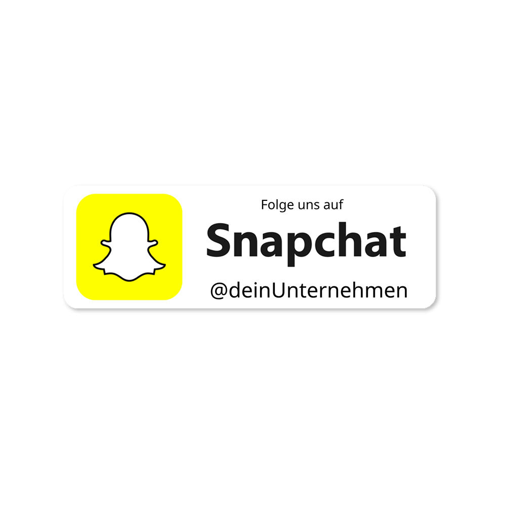 Individueller Snapchat Social-Media Aufkleber, Set mit 72 kleinen, 60x20 mm Aufklebern auf zwei Bögen für kreative Gestaltung.