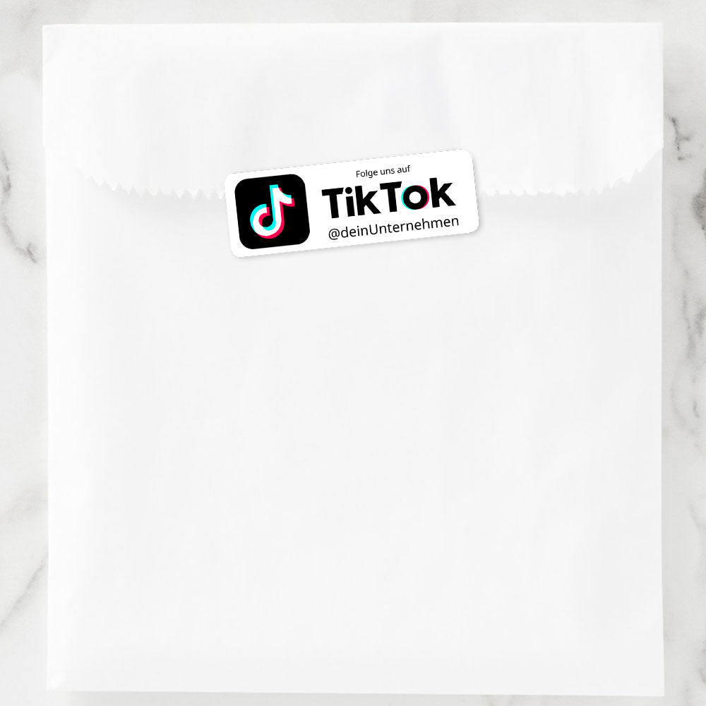 Individueller TikTok Social-Media Aufkleber Set mit 72 Aufklebern auf zwei Bögen, 60x20 mm, von aufkleberdrucker.de