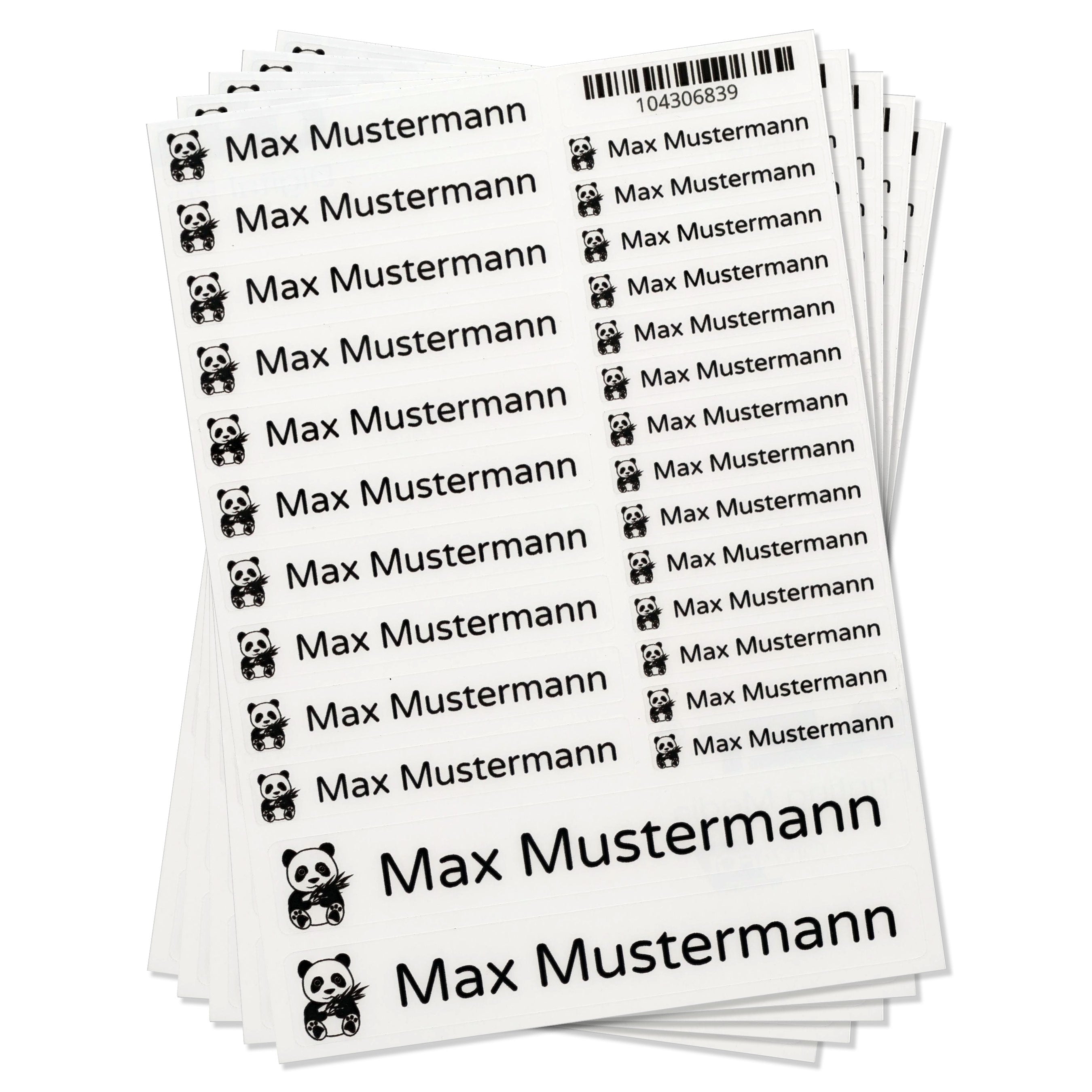 Transparente Namensaufkleber für Kinder, 260 Stück im Set mit 3 Größen, von aufkleberdrucker.de, auf glattem Oberfläche sichtbar