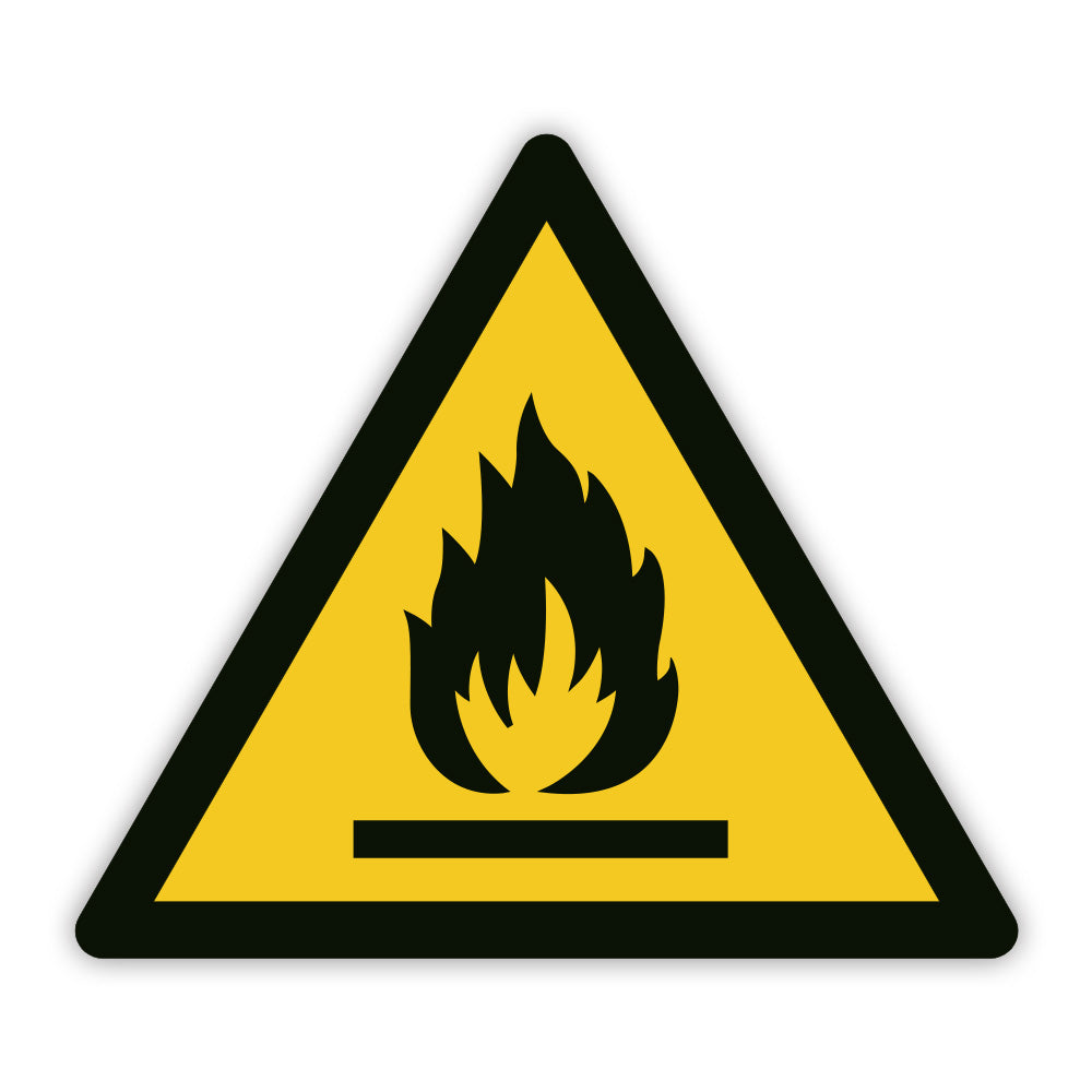 Warnaufkleber vor feuergefährlichen Stoffen