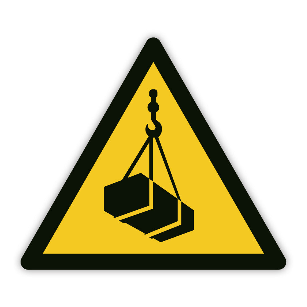 Warnaufkleber vor schwebender Last