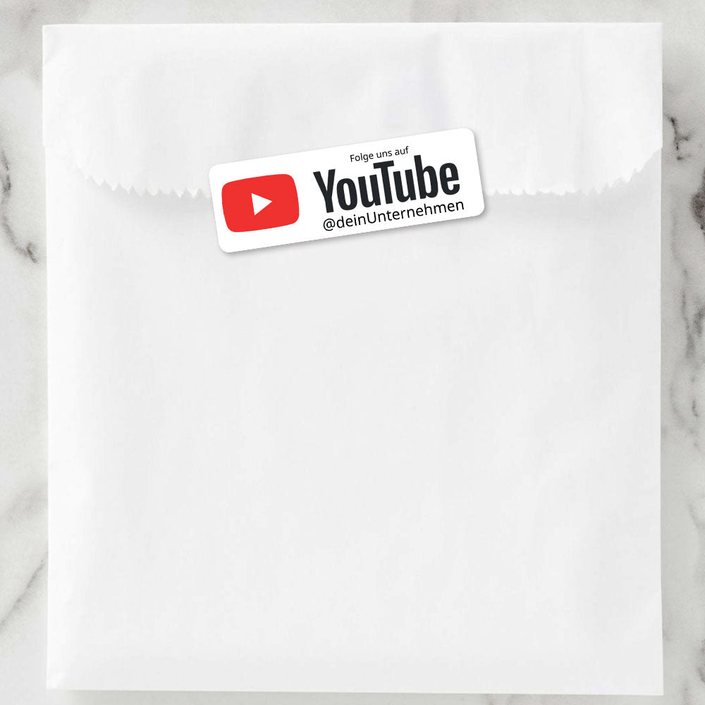 Individuelle YouTube Social-Media Aufkleber, Set mit 72 kleinen 60x20 mm Aufklebern in verschiedenen Designs.