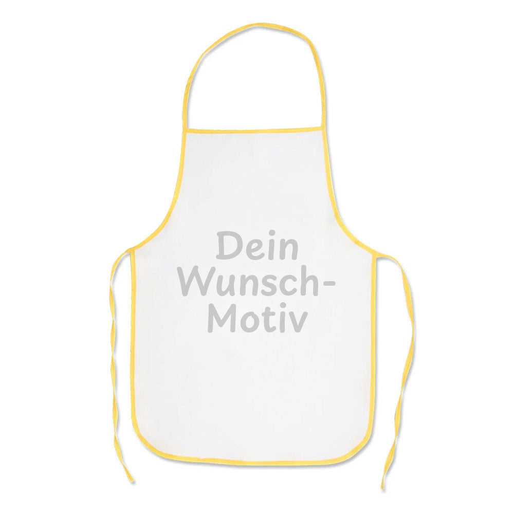 Graue Kinderschürze mit individuellem Druck, zeigt ein buntes ABC-Mäppchen auf der Vorderseite, ideal für Kinder.