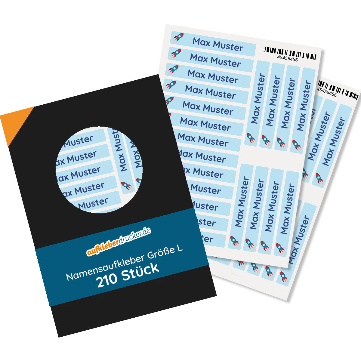 210 Kinder-Namensaufkleber Größe L (60x9 mm) aufkleberdrucker.de, bunt bedruckte Etiketten für Kinderkleidung und Schulmaterial