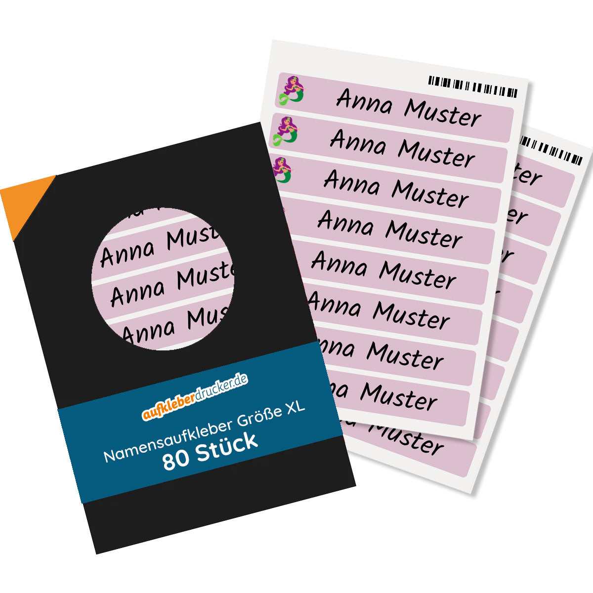 80 große Namensaufkleber für Kinder, XL (100x15 mm) von aufkleberdrucker.de, mit bunten, personalisierten Namensetiketten