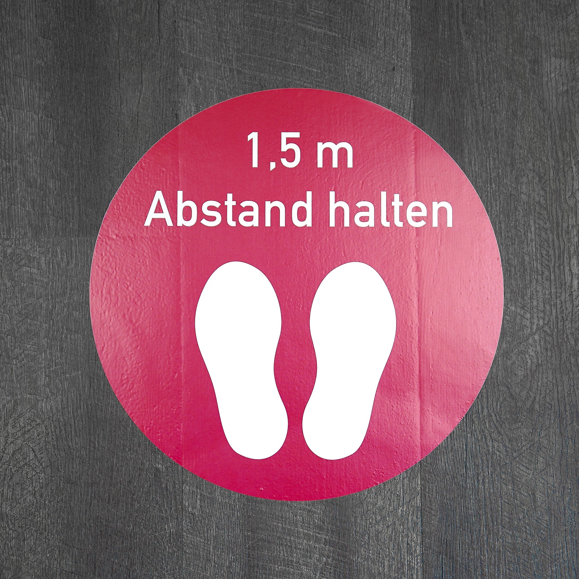 Fußbodenaufkleber 400x400 mm / Rot - Abstand halten