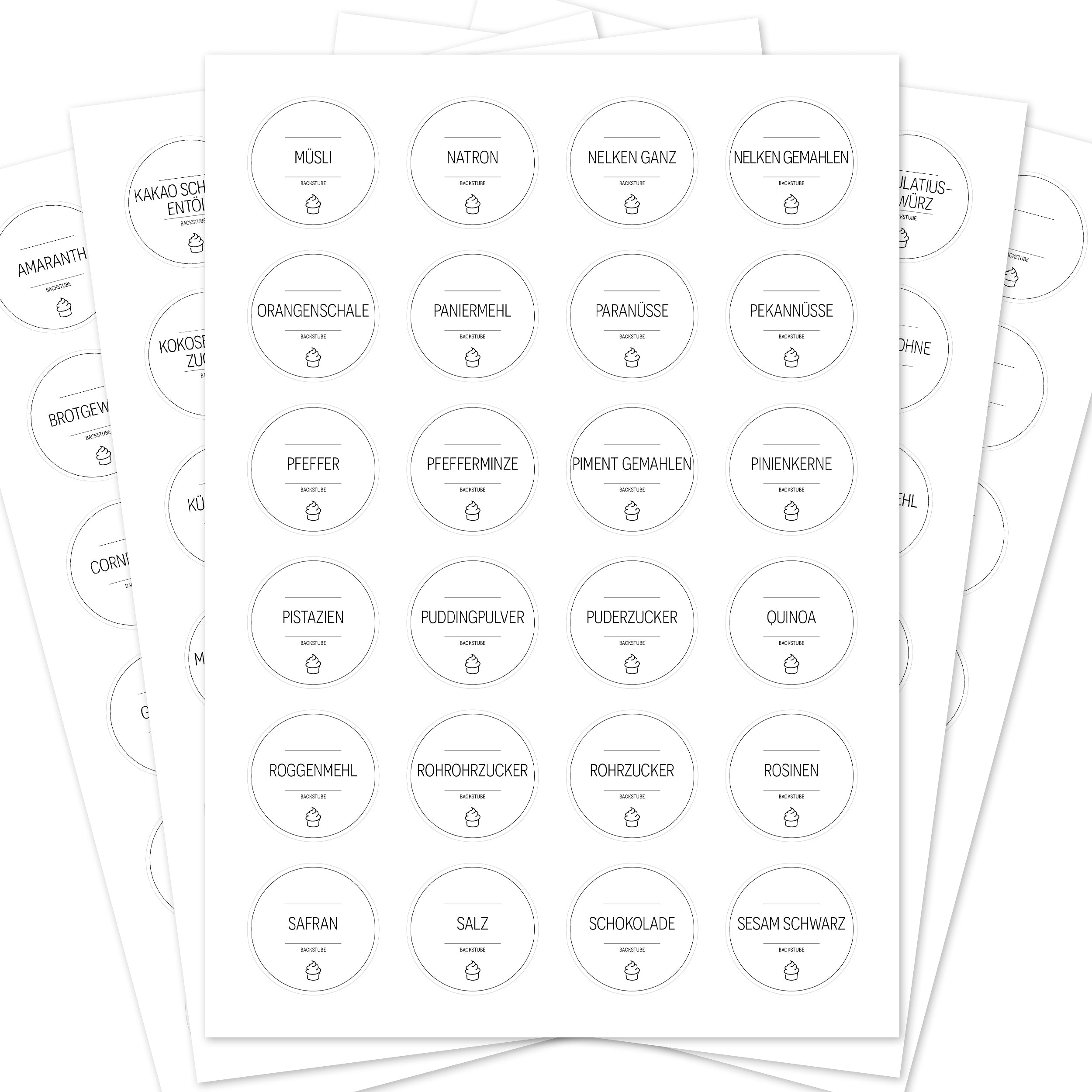Weiße runde Back-Etiketten für Backzutaten, 120er Set, perfekt für die Beschriftung von Backwaren, von aufkleberdrucker.de