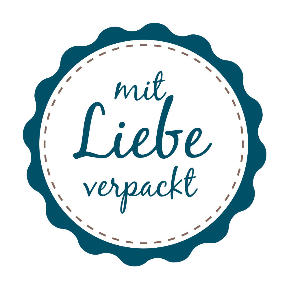 Aufkleber Mit Liebe verpackt "blau" (60 Stück - ø 46mm)