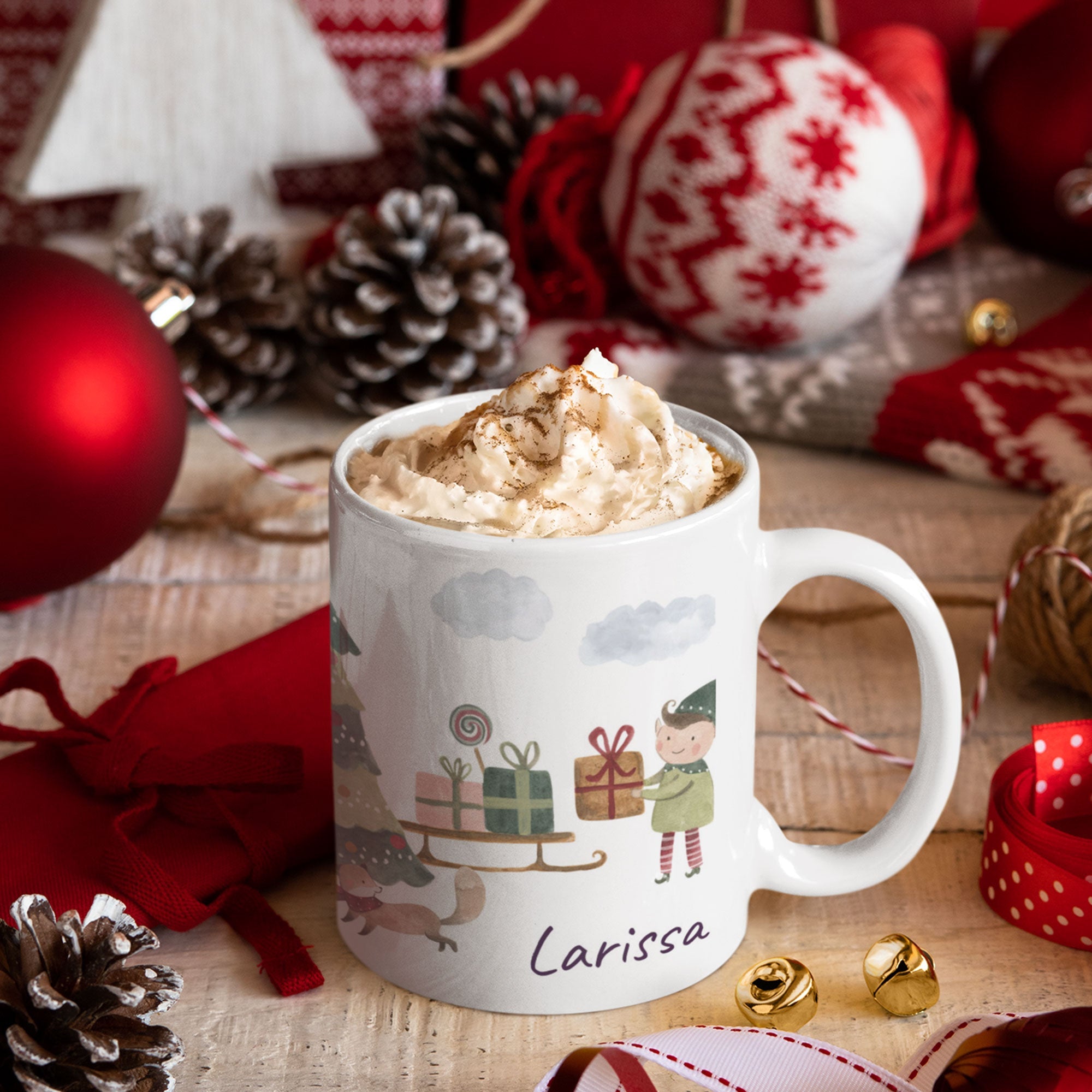 Personalisierte Kindertasse mit Namen, bunte Aquarell-Welten, kindliches Design, ideal für Kinder, kreative Geschenkidee