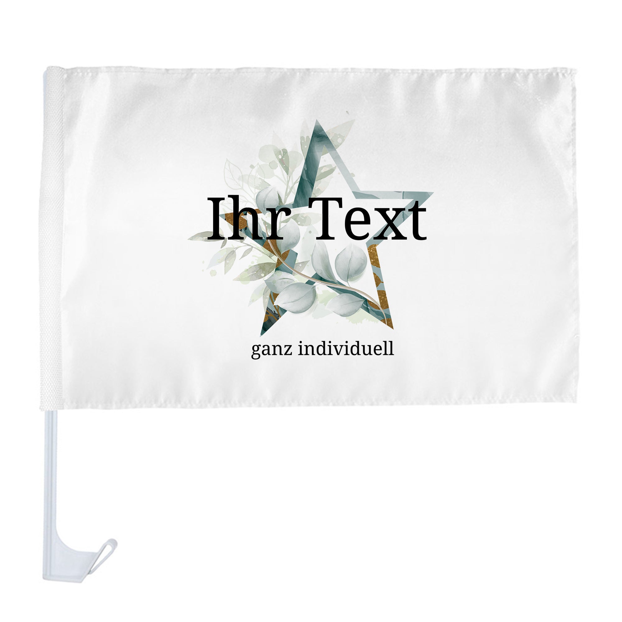 Individuelle Autofahne mit Halterung (400 x 300 mm) – Bedruckte Autoflagge für Werbung, Events & Fan