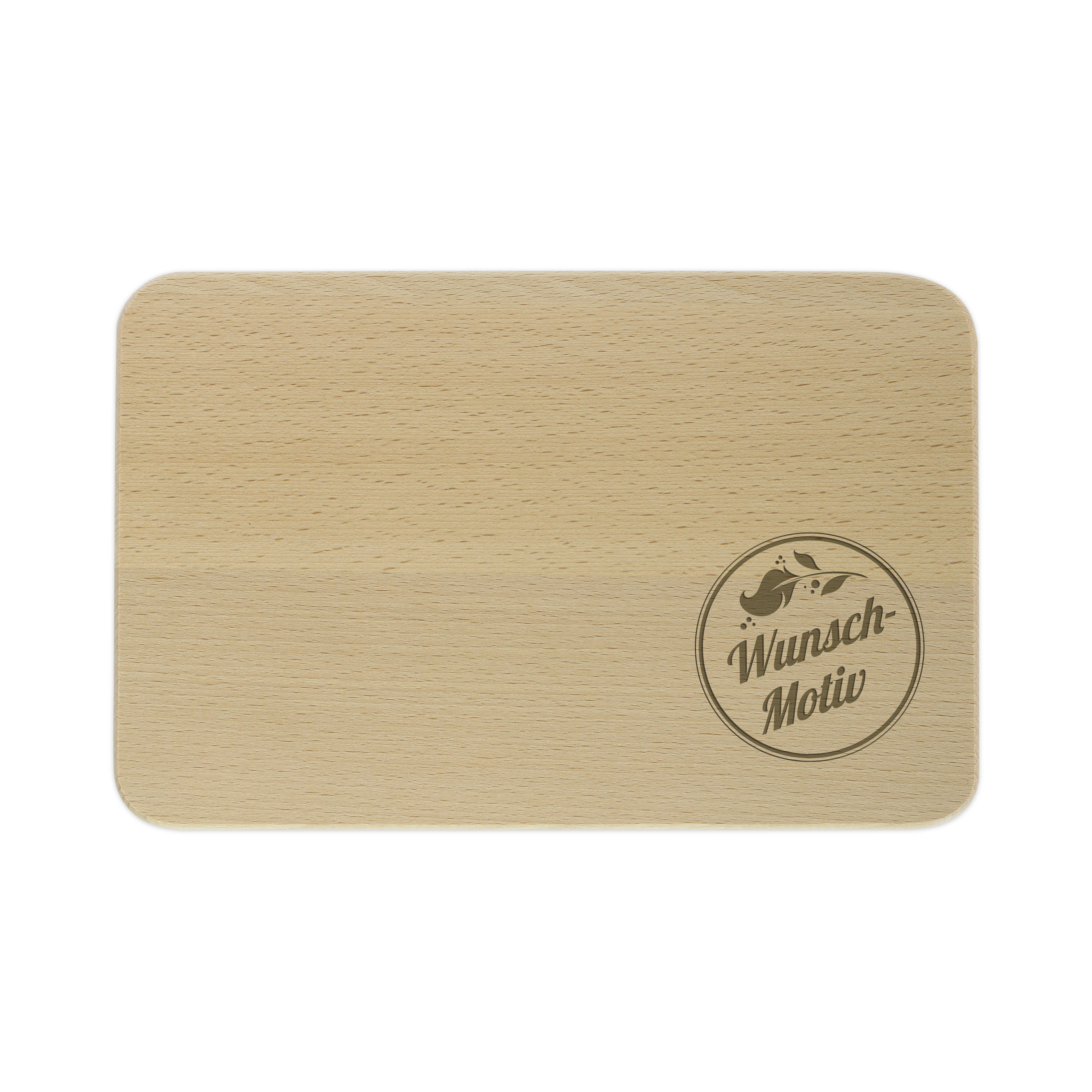 Personalisierbares Frühstücksbrettchen mit Gravur, zeigt individuell gravierten Text, Logo oder Foto, kinder-druckerei.de.