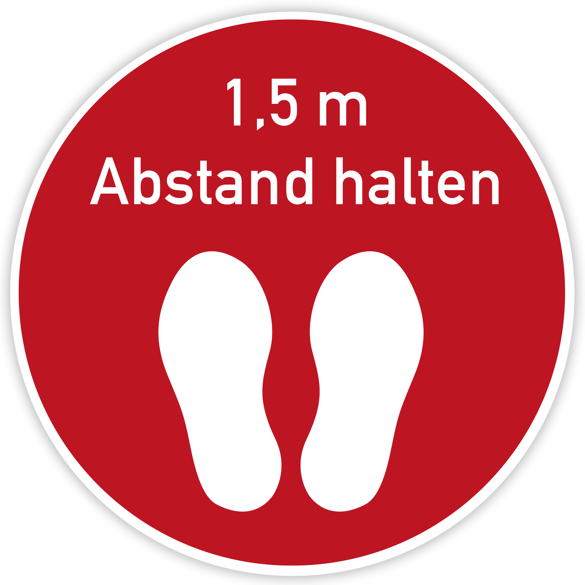 Fußbodenaufkleber 400x400 mm / Rot - Abstand halten