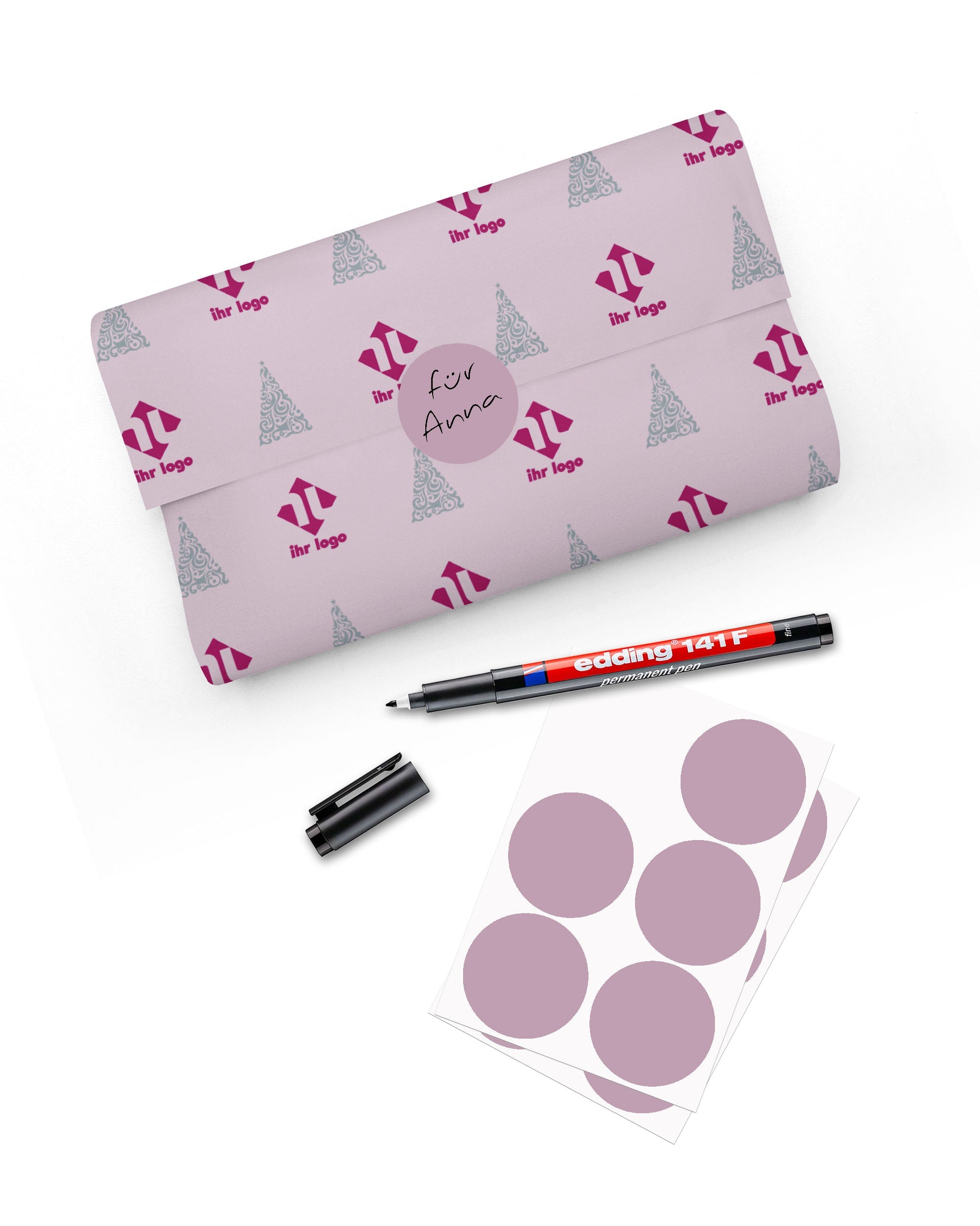 Runde Blanko-Aufkleber mit Permanentmarker, 60 Stück, rosa, Ø 47 mm, für personalisierte Geschenke und Beschriftungen
