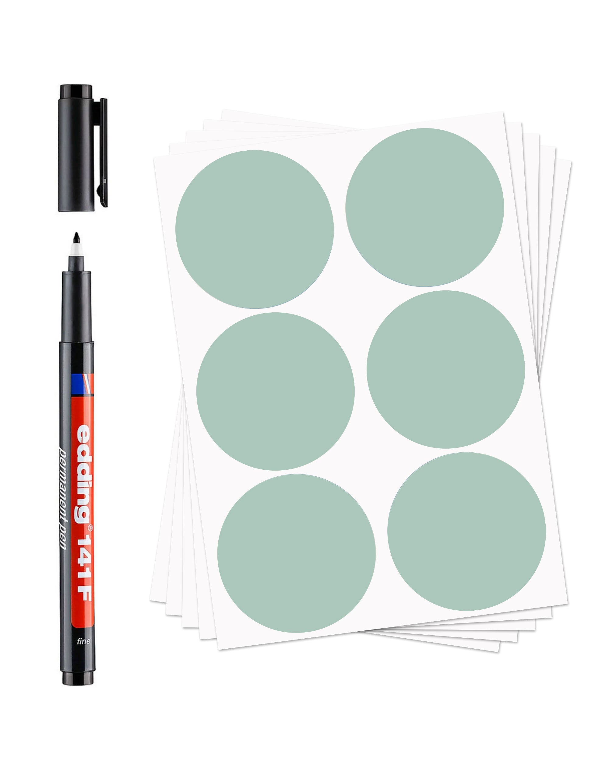 Runde blanko Aufkleber mit Permanentmarker, 60 Stück, Ø 47 mm, grüne Geschenkaufkleber für Beschriftungen, von aufkleberdrucker.de