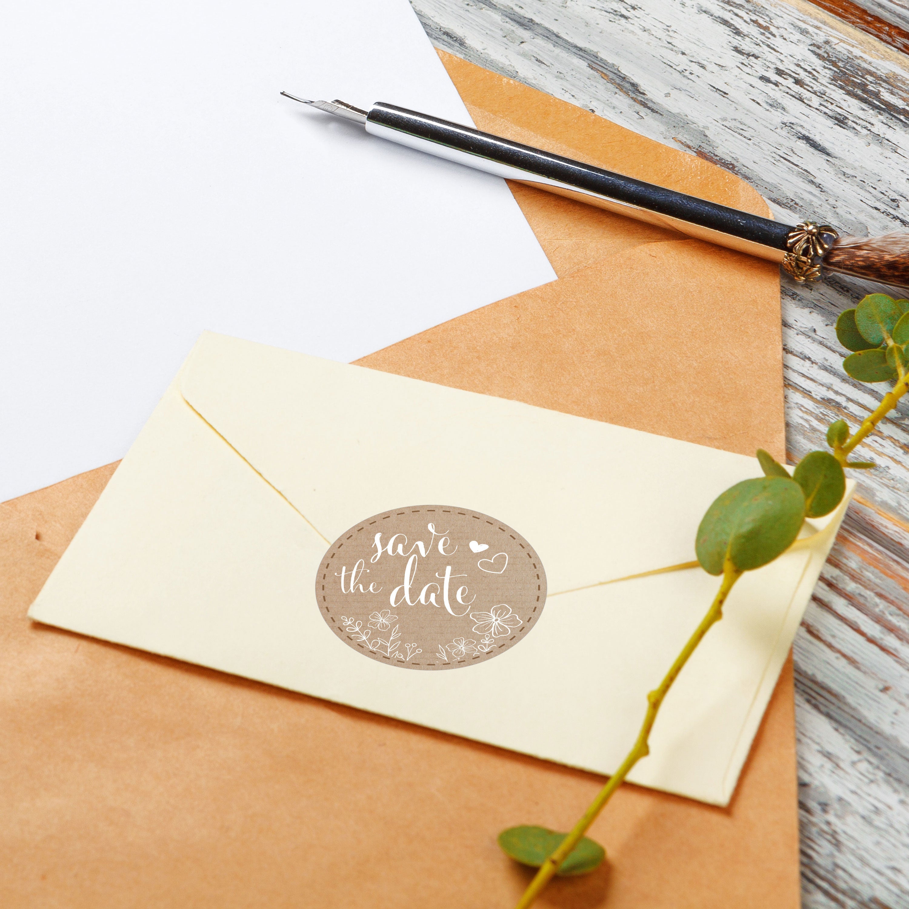 Aufkleber für Hochzeit "Papierdekor" (Set mit 80 Aufklebern in verschiedenen Größen & Texte)