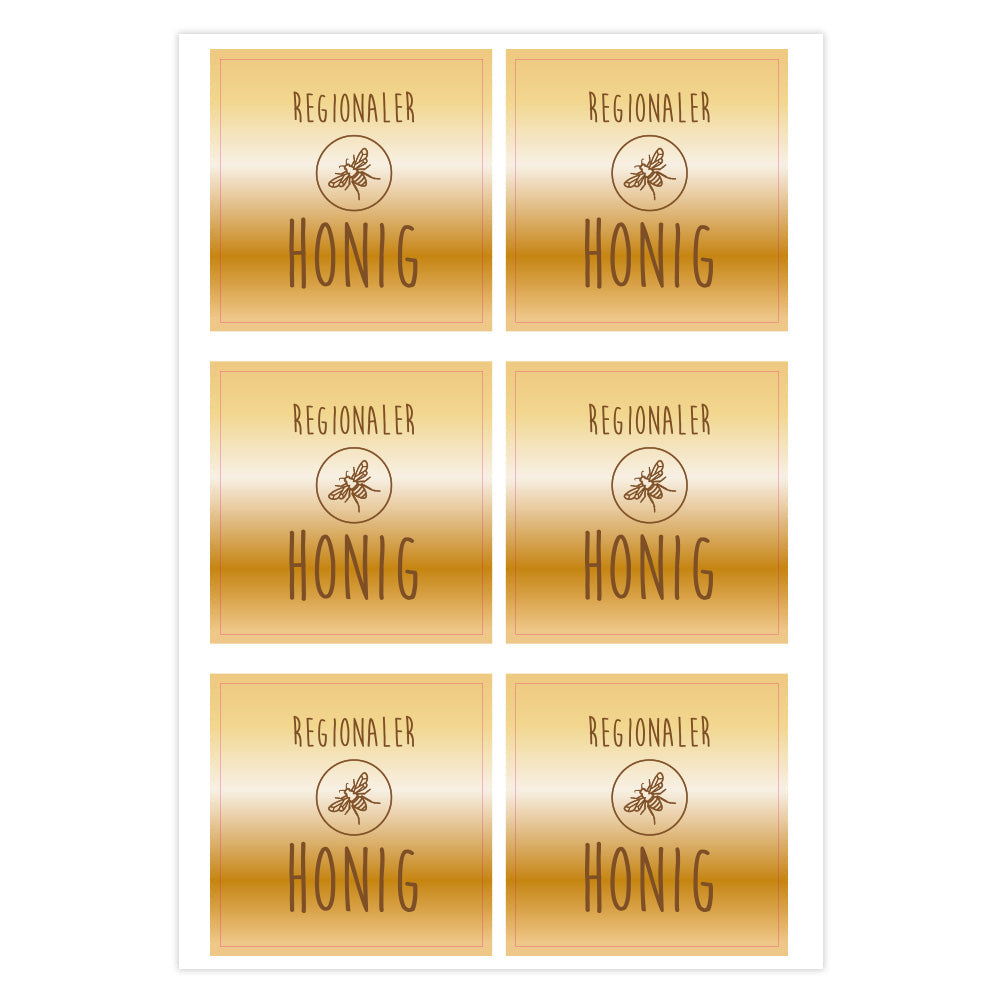 Honig-Aufkleber Set 2 mit 3 Bögen, 200x300 mm, naturbelassene Honig-Designs auf selbstklebendem Papier, ideal für Etiketten