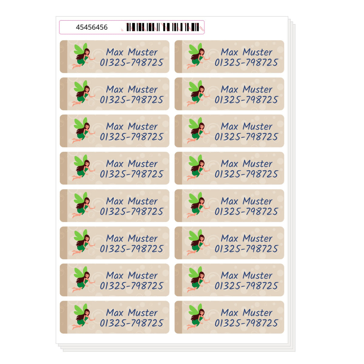 Mehrzeilige Namensaufkleber aufkleberdrucker.de, 110 Stück, 50x15 mm, mit personalisiertem Design auf weißem Hintergrund