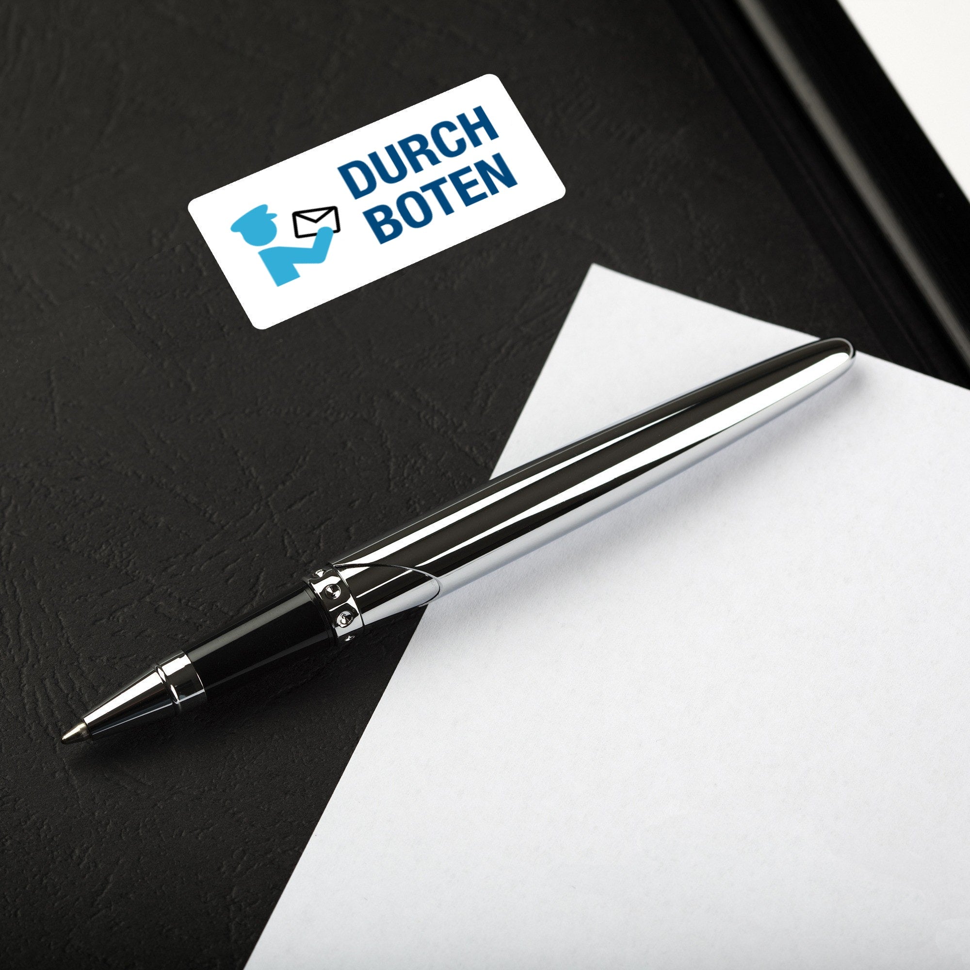 Aufkleber mit Piktogramm "Durch Boten", 60x30 mm, 250 Stück, rollengefertig, für Versand- oder Logistikanwendungen.