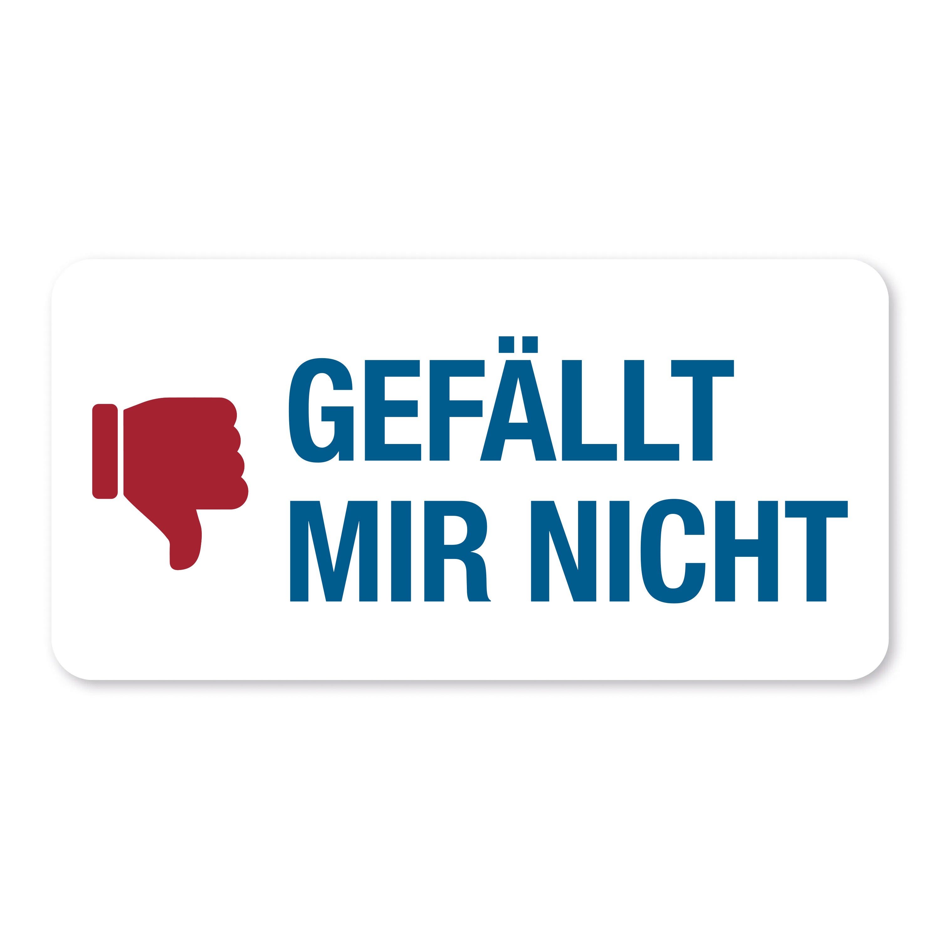 Pikto-Aufkleber "Gefällt mir nicht" in 60x30 mm, 250 Stück, rollengefertigt, mit roter durchgestrichener Daumen-Grafik