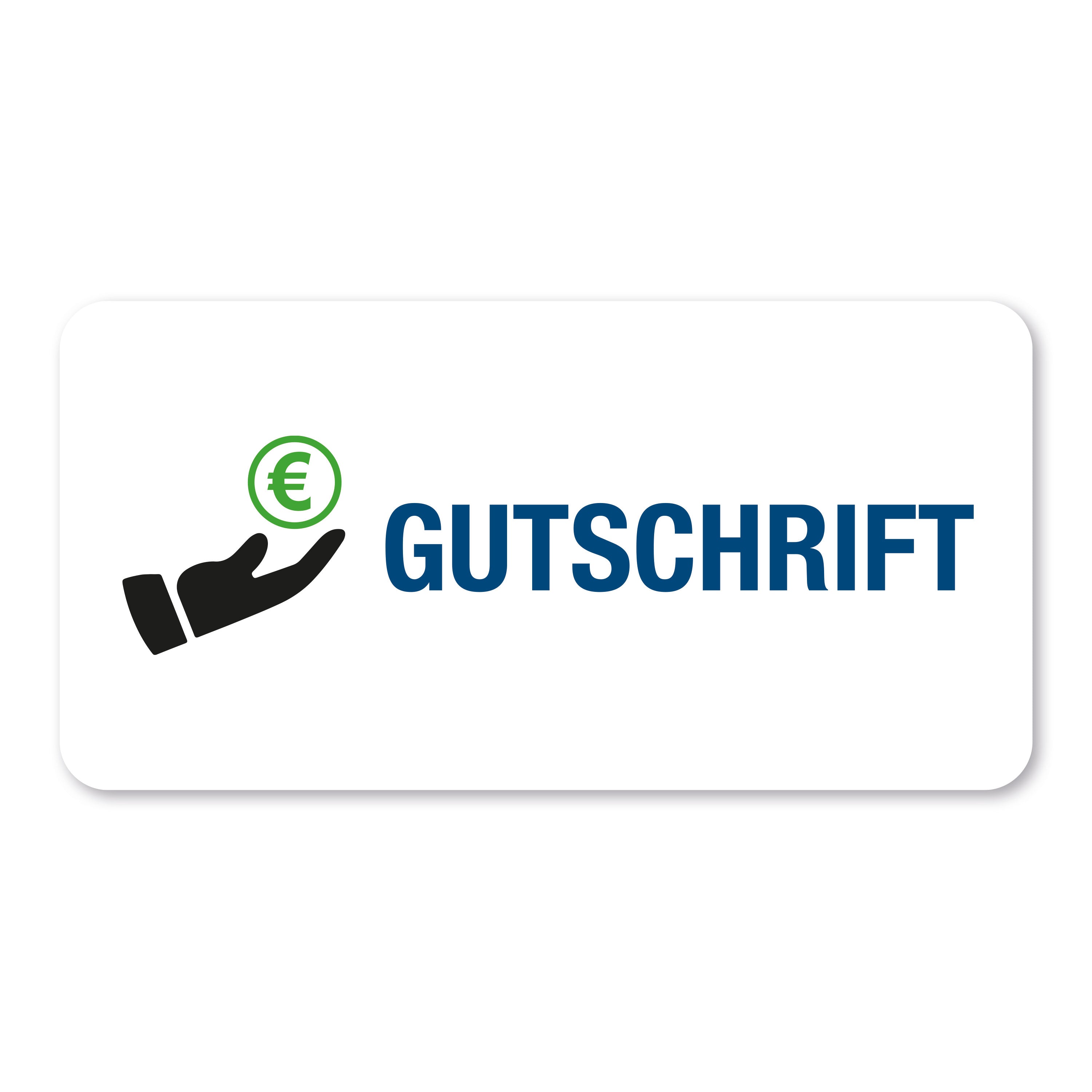 Aufkleber mit Gutschrift-Piktogramm, 60x30 mm, auf Rolle, 250 Stück, für Etikettendruck, visuelle Darstellung des Aufklebers