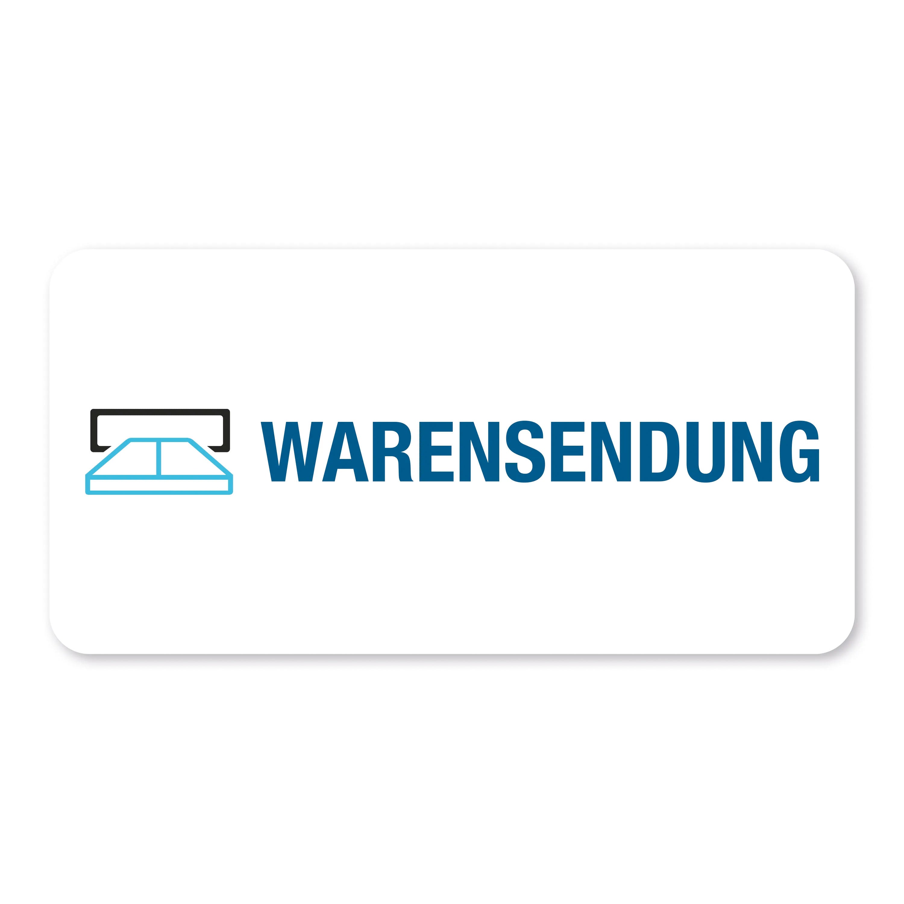 Aufkleber mit Piktogramm "Warensendung" auf 60x30 mm Rolle, 250 Stück, für Versandetiketten, aufkleberdrucker.de