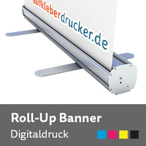 Roll-Up-Banner 203x85 cm mit Druck, flexibler Display-Stand für Werbung und Präsentationen, aufkleberdrucker.de.