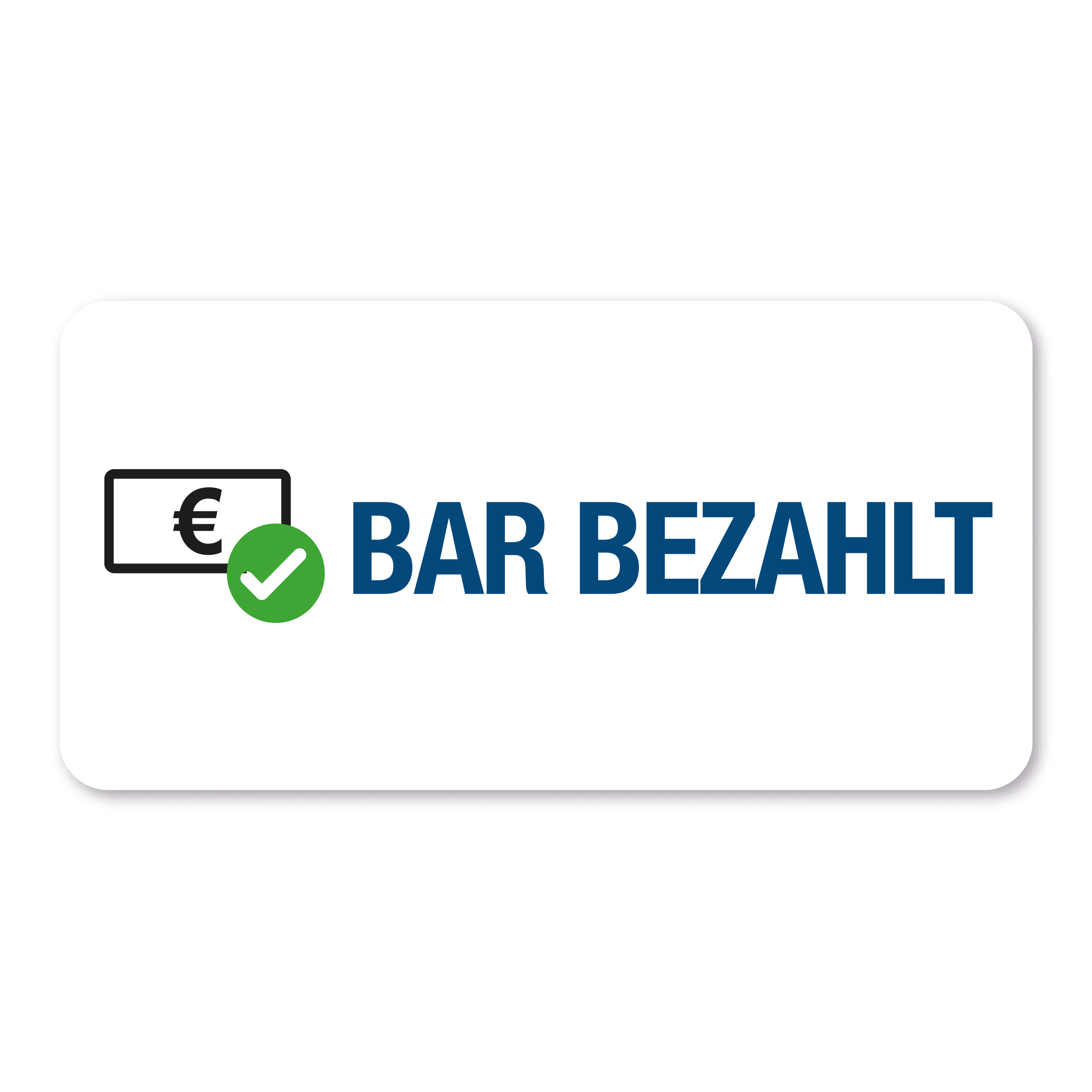Rollenetikett mit Piktogramm "BAR BEZAHLT" in 60x30 mm, 250 Stück, aufkleberdrucker.de, für Barzahlungssymbole