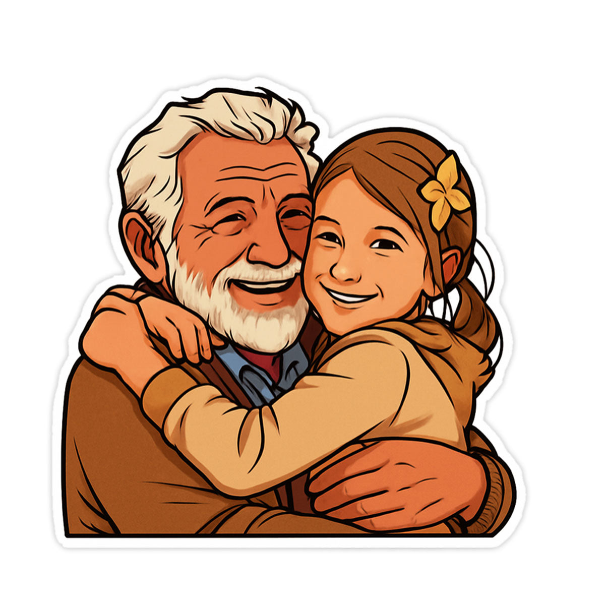 Personalisierter Illustration-Sticker nach Foto, konturgeschnitten, aufkleberdrucker.de, detaillierter Aufkleber mit individuellem Design