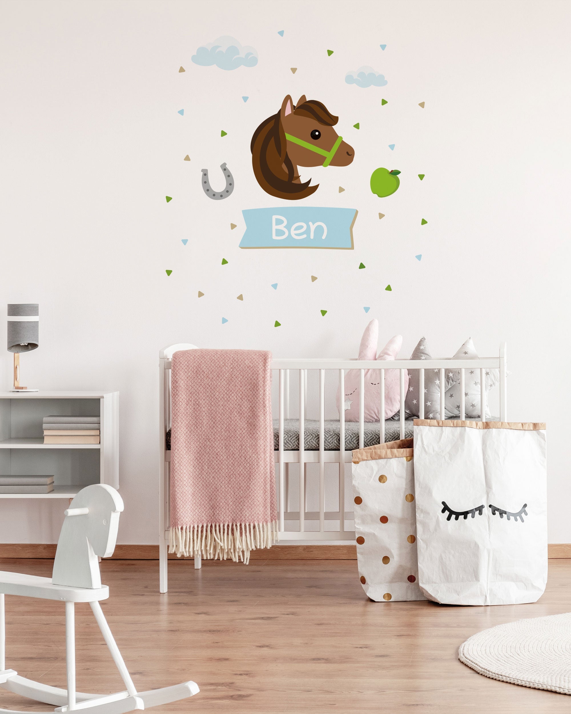 Individueller Türaufkleber mit Pferdemotiv für Kinderzimmer, kreative Wanddekoration, abnehmbar, von aufkleberdrucker.de
