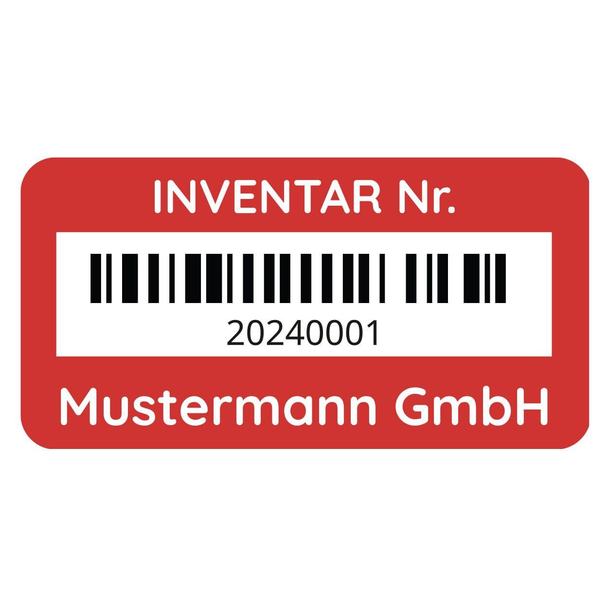 Hundert Inventar-Seriennummern Aufkleber 48x24 mm mit fortlaufender Nummer auf weißem Hintergrund, ideal für die Inventarverwaltung.