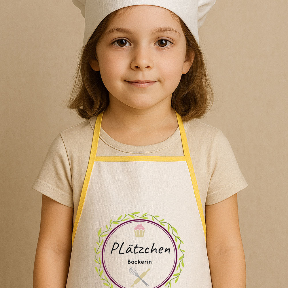 Kinder-Schürze mit individuellem Druck, bunte Baumwollschürze für Kinder, geeignet für Bastel- oder Kochaktivitäten