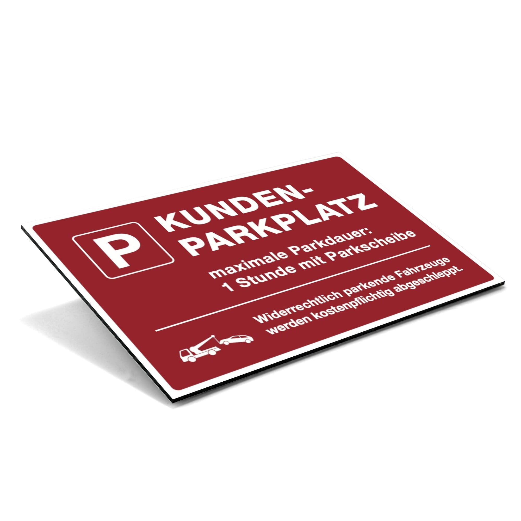 Rotes Aluminium-Verbundschild für Kunden-Parkplatz mit maximaler Parkdauer, 300x200x4 mm, von aufkleberdrucker.de