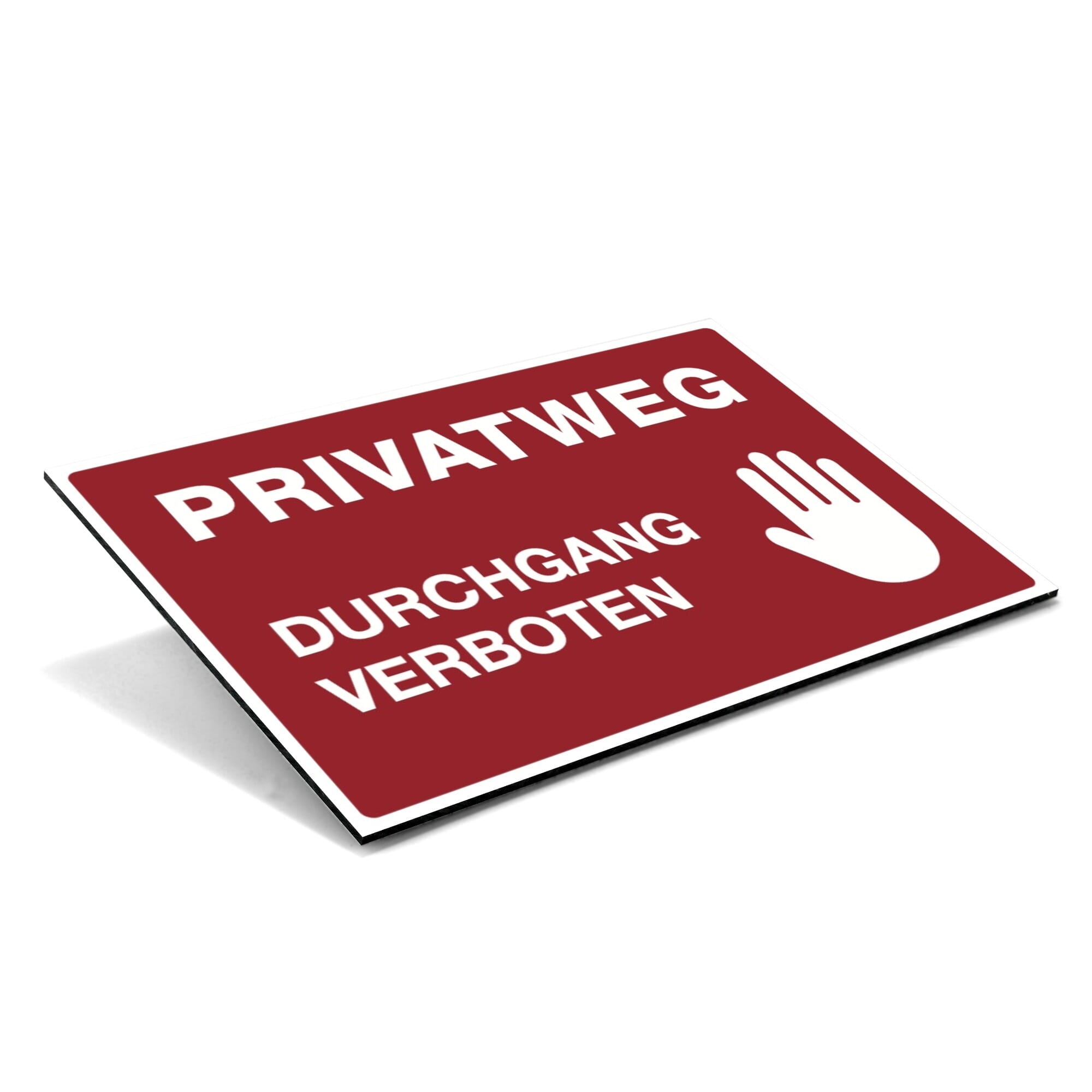 Rotes Aluminium-Verbundschild PRIVATWEG mit Durchgang Verboten, 300x200x4 mm, für Privatgrundstücke, von aufkleberdrucker.de
