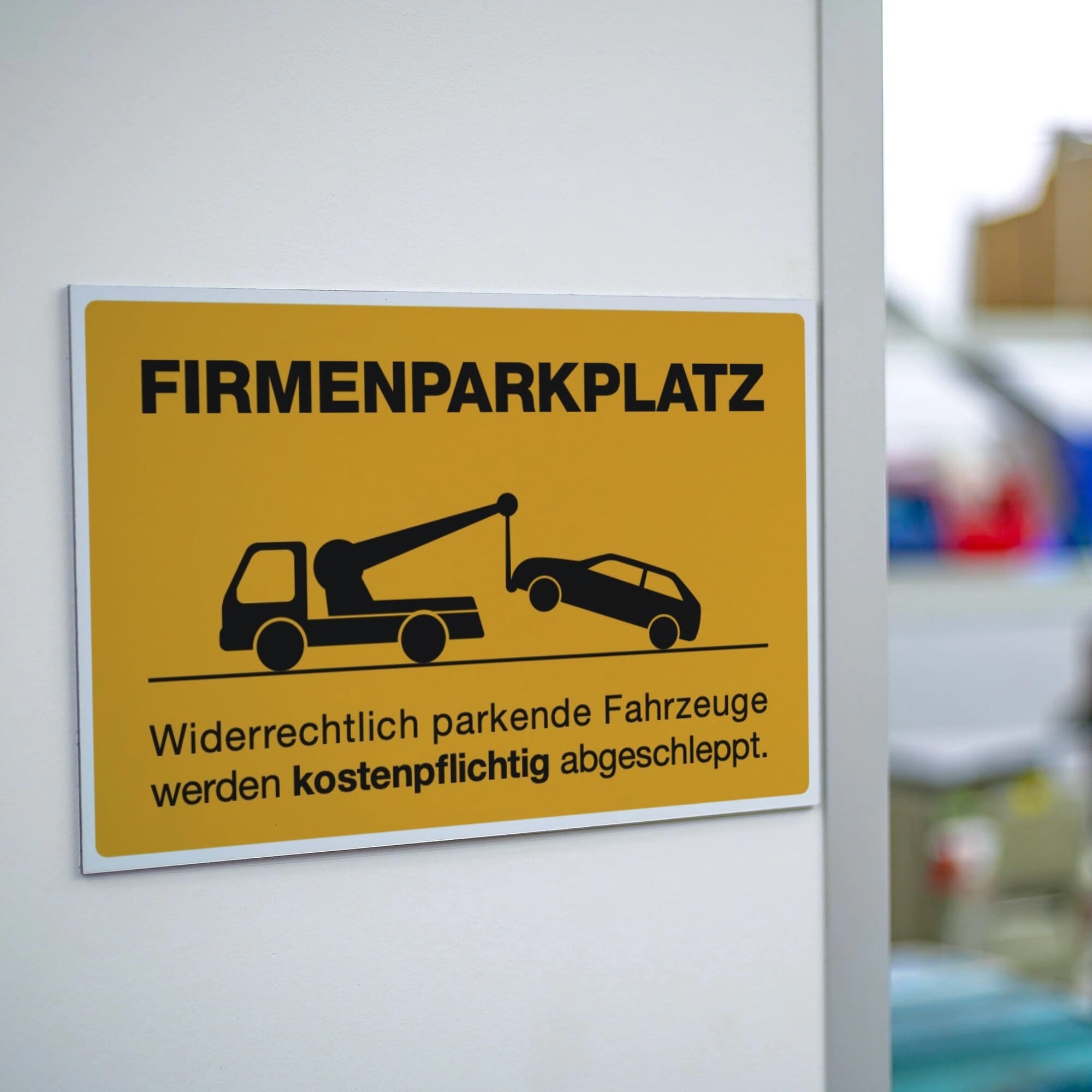 Gelber Aluminium-Verbundschild für Firmenparkplatz, 200x300 mm, mit klarer Beschriftung, geeignet für Parkplatzkennzeichnung
