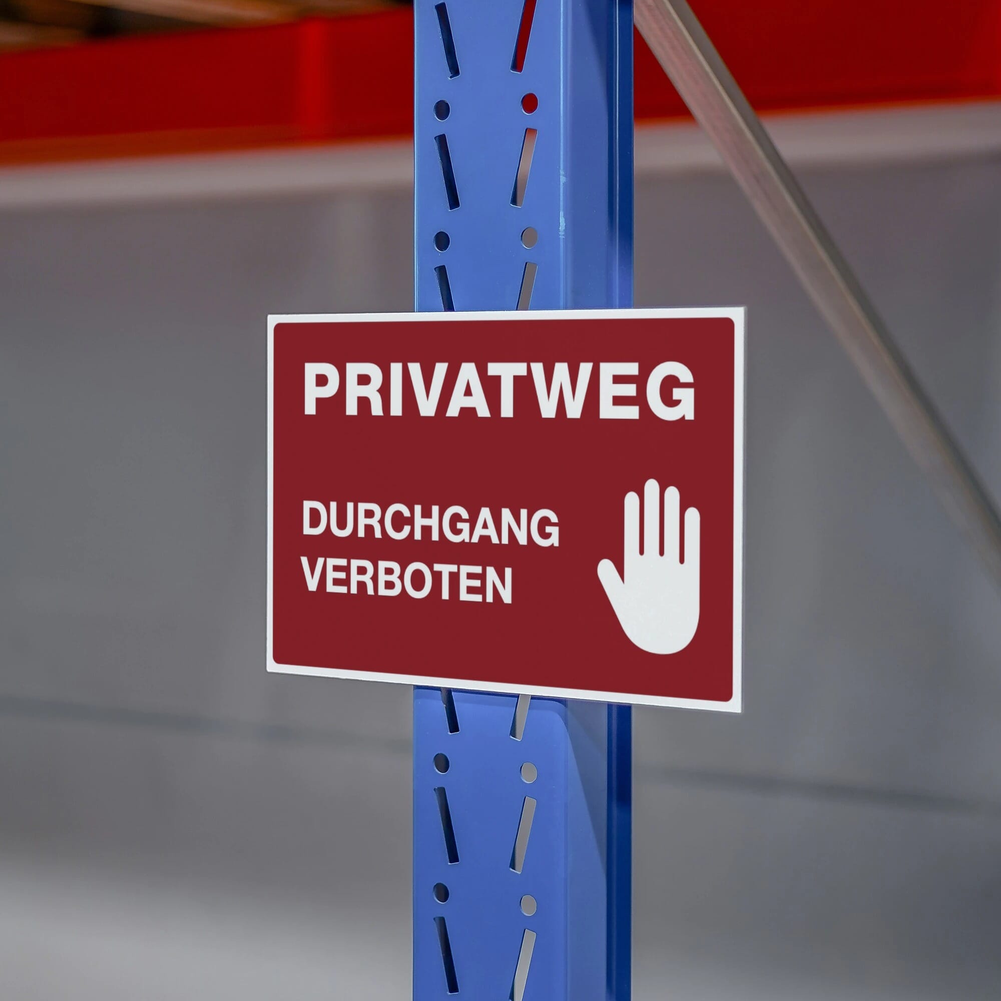 Roter Aluminium-Verbundschild PRIVATWEG mit Durchgangsverbot, 300x200x4 mm, für private Wege und Zutrittsbeschränkungen